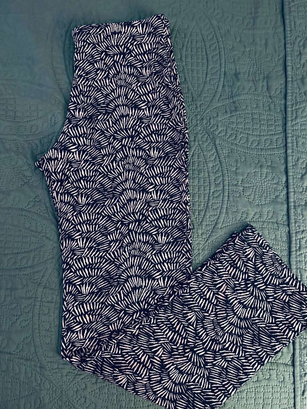 Clara Sunwoo Art Deco Print Stretchy Wide Leg Resort Pants - L